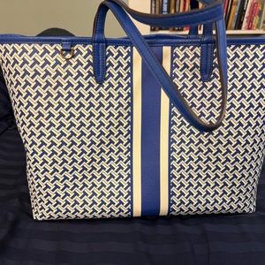 Tory Burch Tilt Blue Tzag T Allover Zag Tote